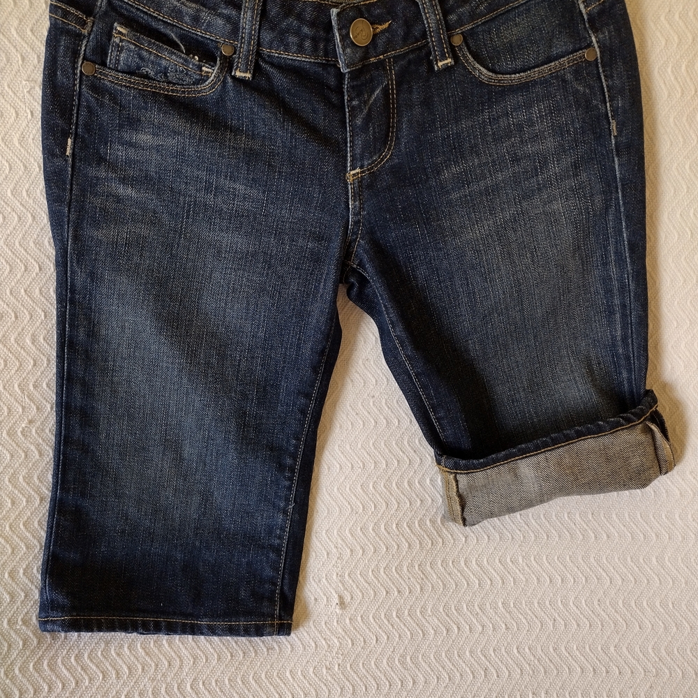 PAIGE Indigo Rolled Hem Jean Shorts